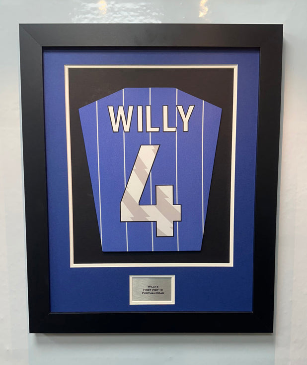 DIY Shirt Framing Kit Babies Blue and White with free metal customised plaque.