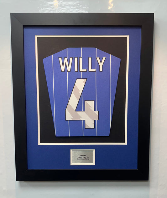 DIY Shirt Framing Kit Babies Blue and White with free metal customised plaque.