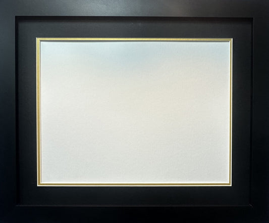 Ready Made Picture Frame with double black and gold mount. To Fit A2 Picture.