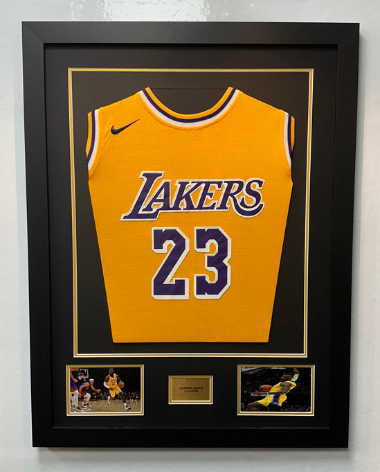 DIY Shirt Framing Kit BasketBall Black and Gold with free metal customised plaque.