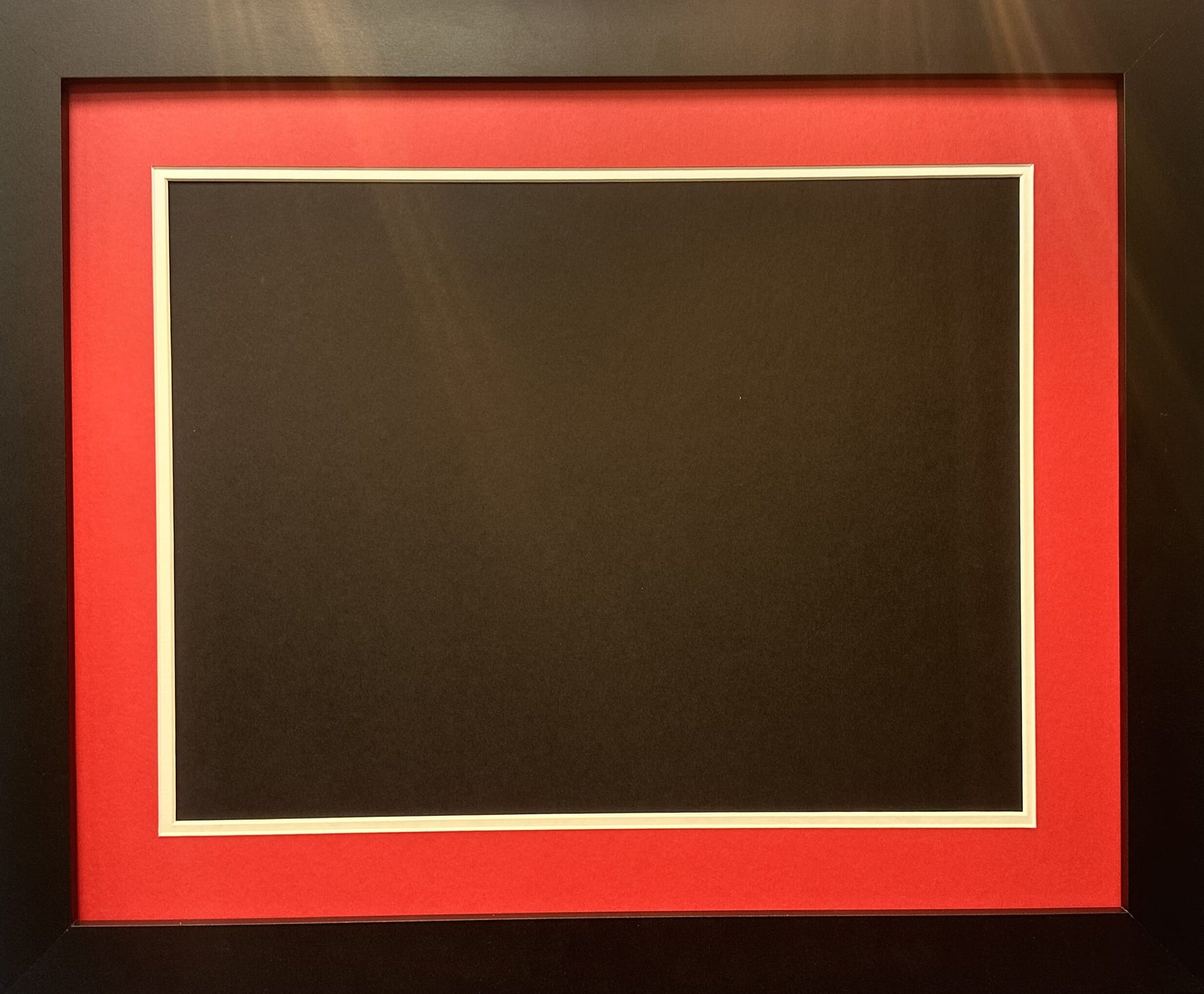 Ready Made Picture Frame with double red and white mount. To Fit A2 Picture.