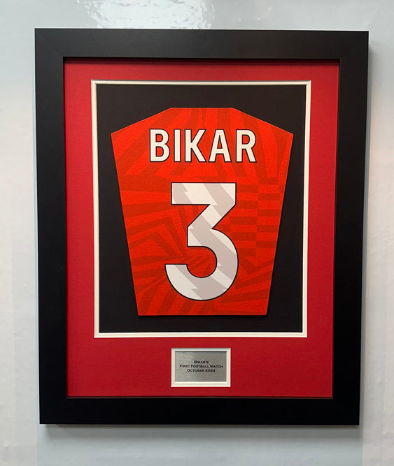 DIY Shirt Framing Kit Babies Red and White with free metal customised plaque.