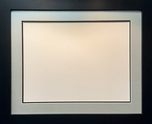Ready Made Picture Frame with double silver and black mount. To Fit A2 Picture.
