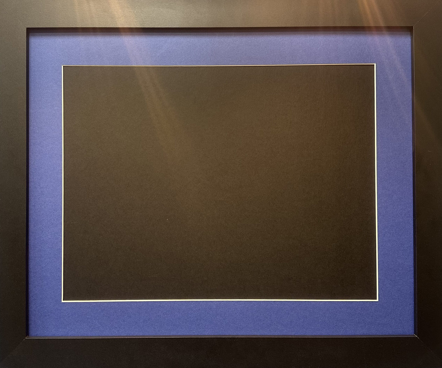 Ready Made Picture Frame with single blue mount. To Fit A2 Picture.